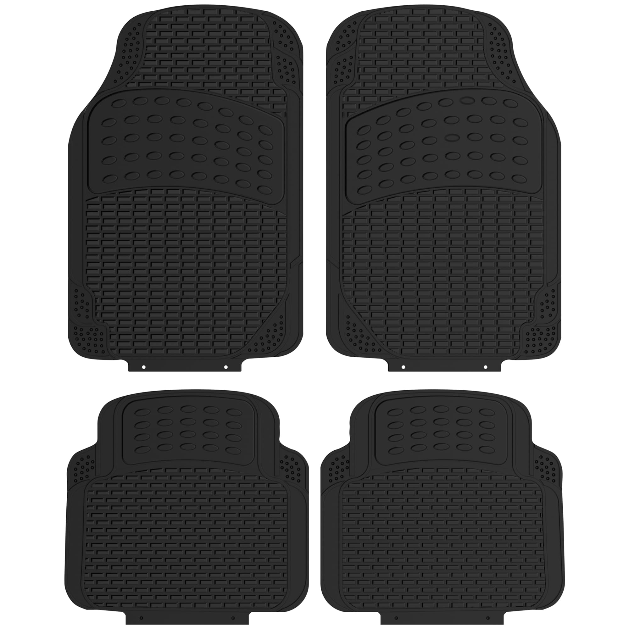 ZENO Universal Rubber Car Mats - 4 Piece (Front + Rear) | Non-Slip Car Floor Mat | Heavy Duty Car Floor Mat for Cars SUV Truck and Vans | Water Proof & Easy To Clean