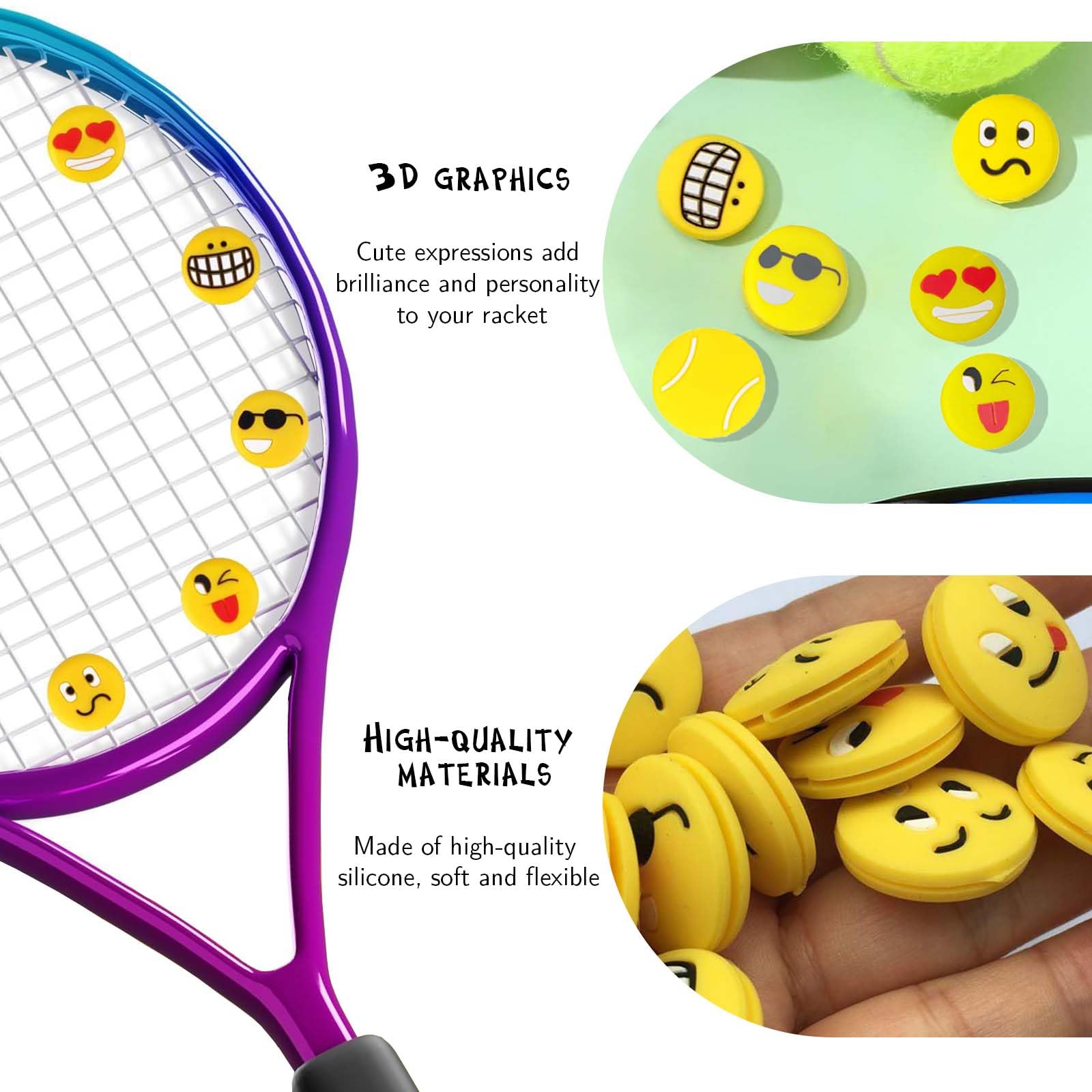 Antivibrazione Tennis Ammortizzatori per Racchette, Ferma Corde, Accessori Dispositivo 16 Pezzi