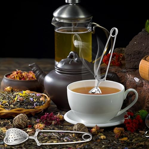 Miniatura 6 de Roshtia Infusor de té de corazón para difusores de té de hojas sueltas, filtros de acero inoxidable, cuchara para regalos de fiesta en el hogar