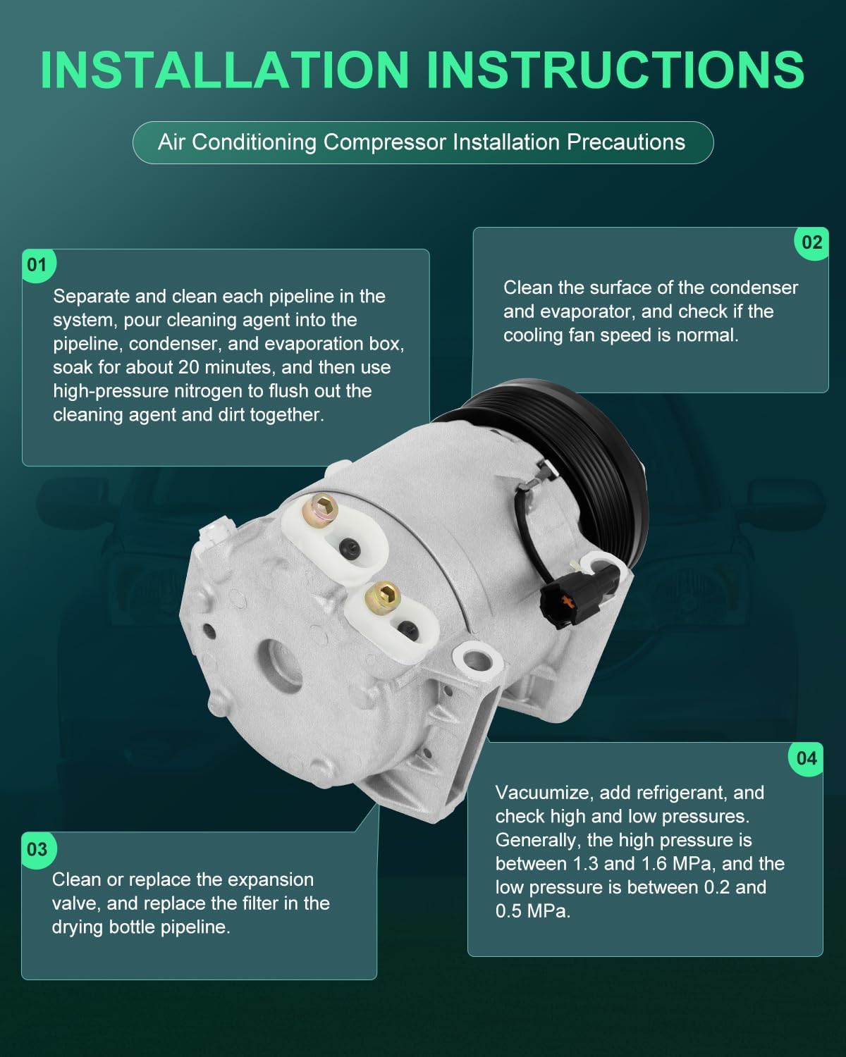SCITOO AC Compressor fit for INFINITI for QX56 5.6L 2004-2013, Air Conditioning Compressor fit for Nissan for Armada 5.6L 2005-2015, for Nissan for TITAN 2004-2015 CO 10864JC 926001LA0A 2013919