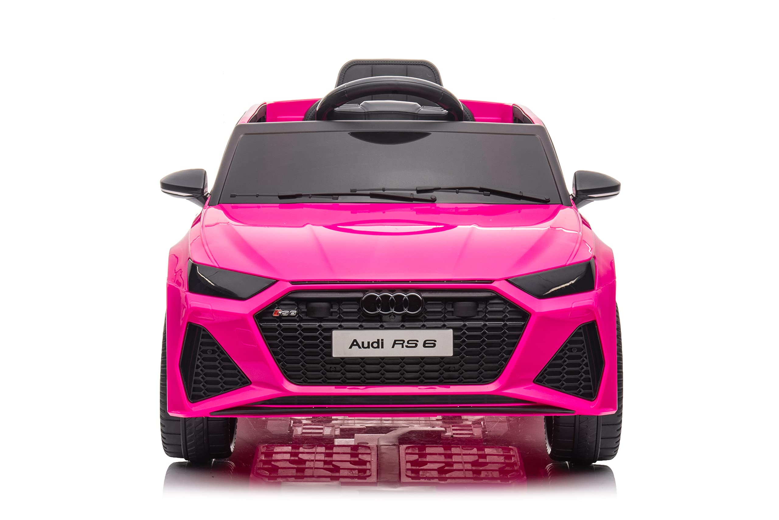 FINOOS Voiture Électrique Enfant A.U.D.I. RS6 2,4 GHz 2 x Moteur 12V 30W V. Max. 5 Km/h Télécommande Effets Sonores Rose
