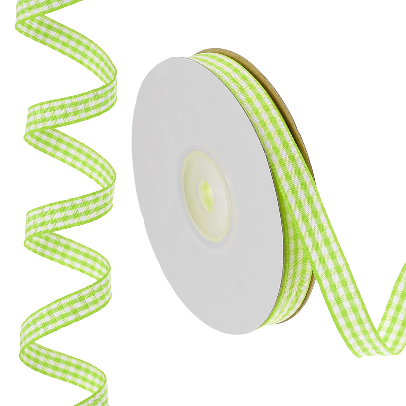 PATIKIL 23 m x 1 cm Plaid Ribbon, Light Green Gingham Ribbon Gift Wrapping Ribbon for Thanksgiving Bow Wreath Craft Birthday Wedding