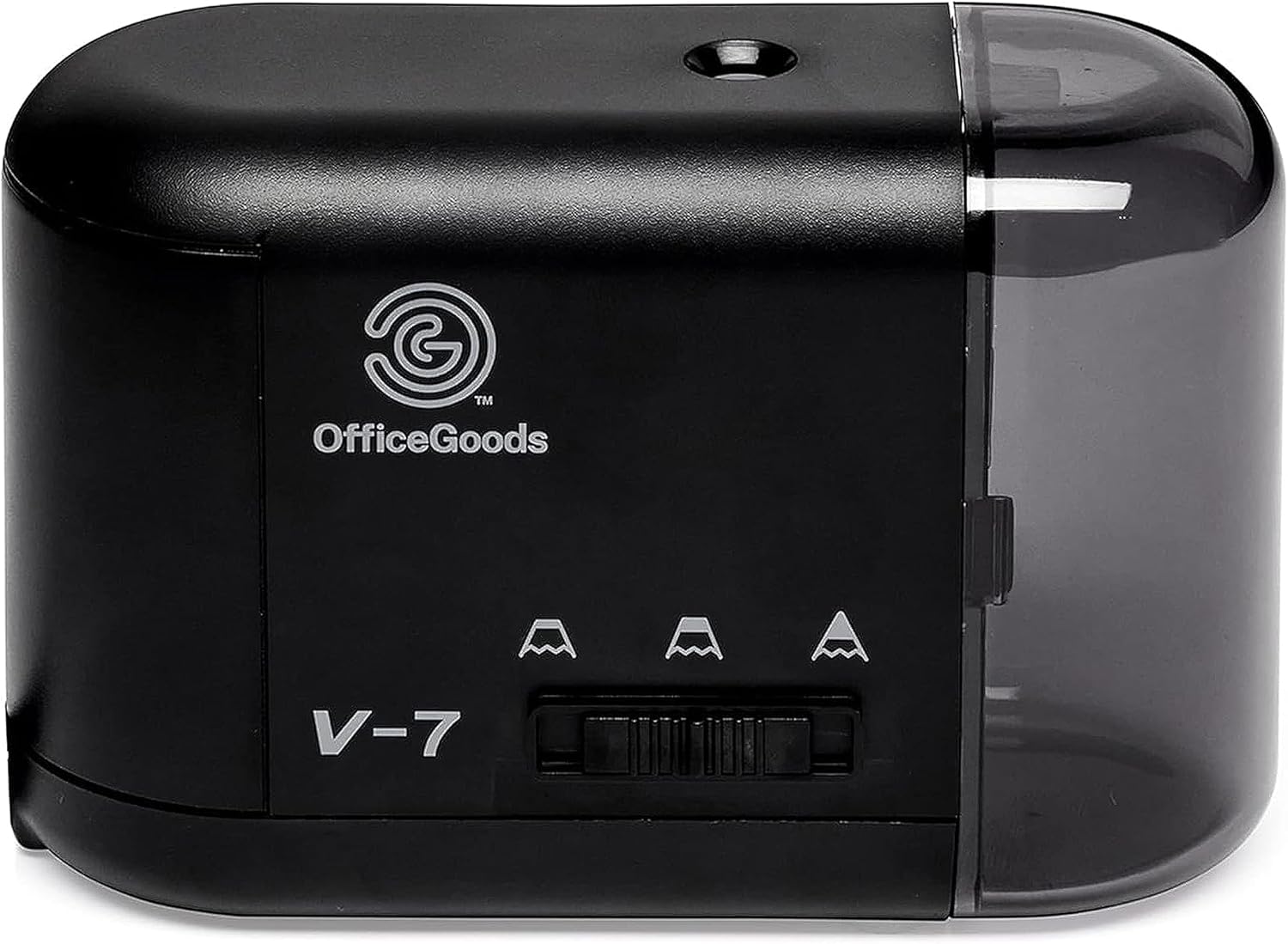 OfficeGoods Electric Pencil Sharpener - Battery or Cord Powered Portable Sharpener - Perfectly Sharpens Colored Pencils, Drafting Pencils for Kids, Adults, Office, School and Home - Black