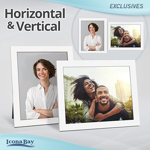 Miniatura 5 de Icona Bay - Marco de fotos de 8 x 10 pulgadas, color blanco - Marco de fotos de madera compuesta resistente - Diseño elegante, para colocar sobre
