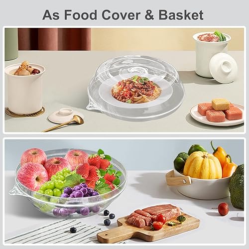 Miniatura 6 de Cubierta 3 en 1 para microondas con gancho superior para alimentos y tapete versátil, 12 pulgadas como soporte para platos, 10 pulgadas para cuenco,