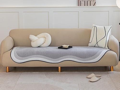 Miniatura 2 de vctops Funda de sofá de lujo en degradado de chenilla, antideslizante, súper suave, funda protectora de muebles, alfombras para sala de estar y