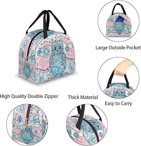 Miniatura 5 de Mandala Lunch Tote Bag for Women Adult Men Zentangle Insulated Lunch Box Small Leakproof Cute Lunchbox Cooler Bag Reusable Lunch Bag for Work Travel