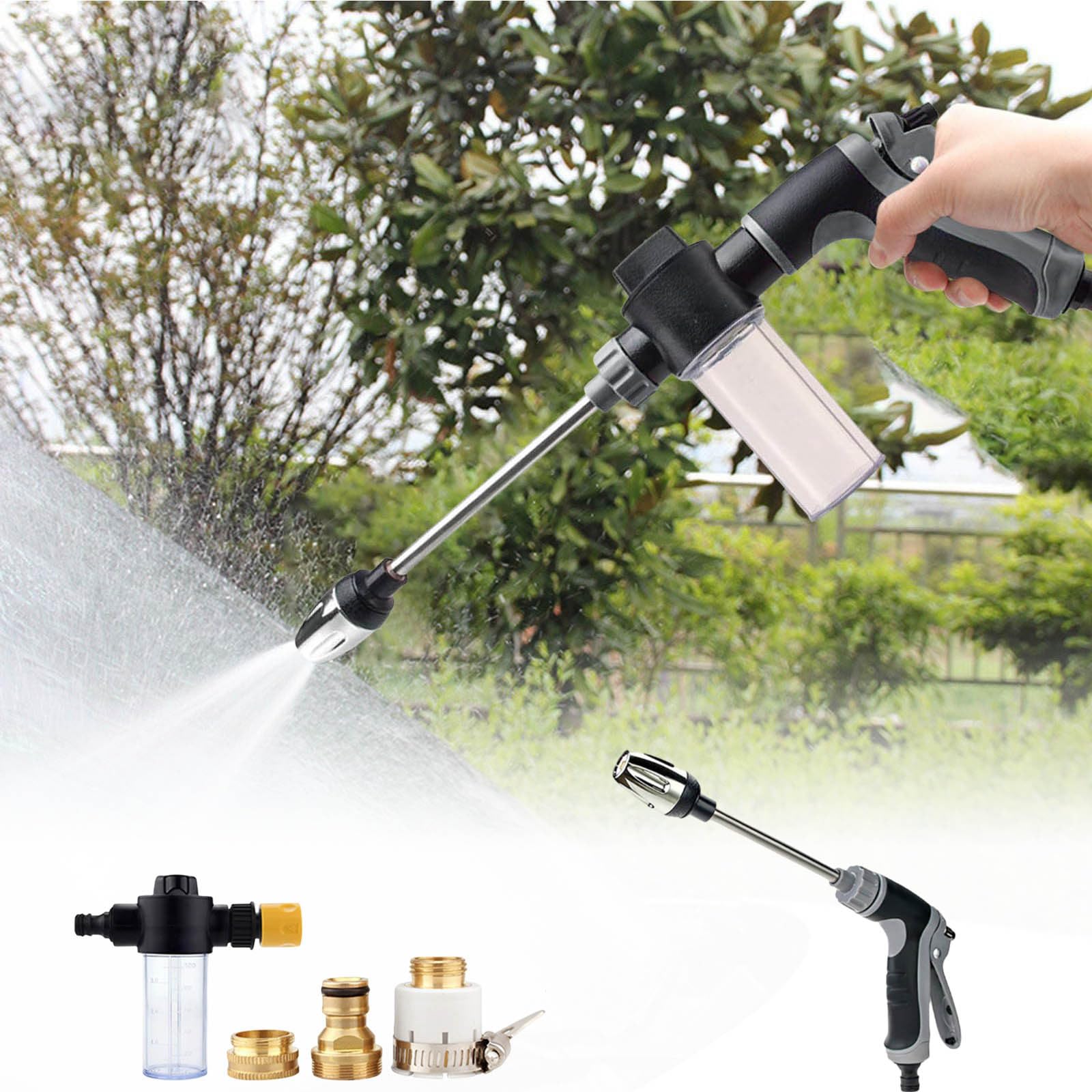 Pressure Washer,15x More Powerful Than Hoses Spray Nozzle, Durable Stainless Steel High Pressure Cleaner,Universal Compatibility 360° Rotating Three Spray Modes for Driveways Patios (1pc-37cm) - 5