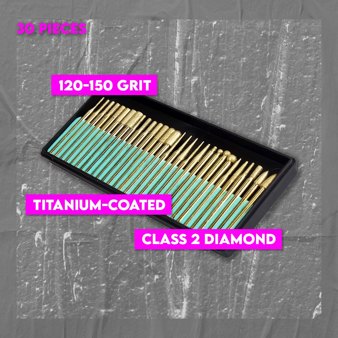 Titanium Diamond Burrs - 30 Piece Set -5