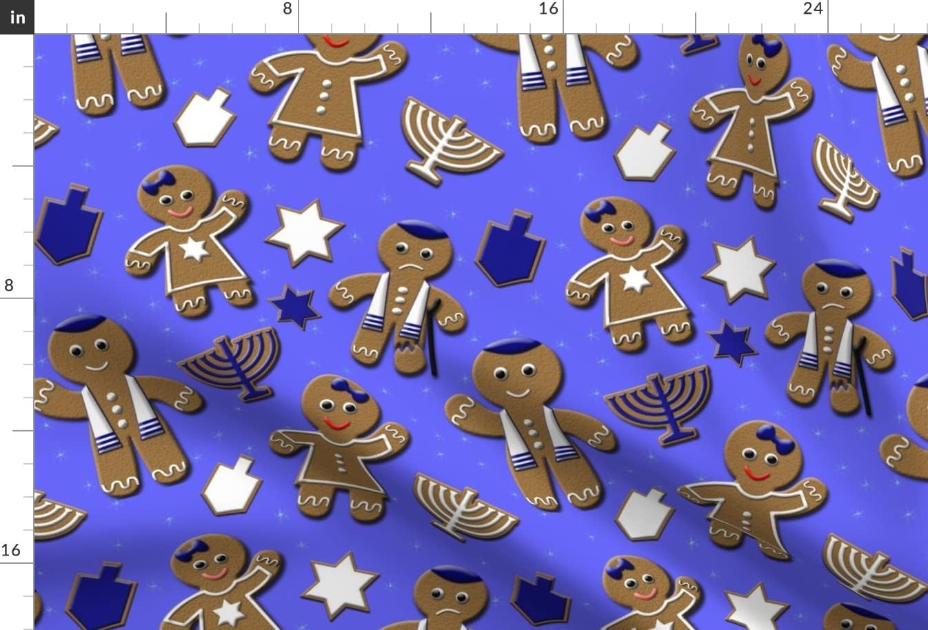 Spoonflower Fabric - Hanukkah Gingerbread Festival Lights Holidays Festive Decor Holiday Printed on Minky Fabric by The Yard - Sewing Baby Blankets Quilt Backing Plush