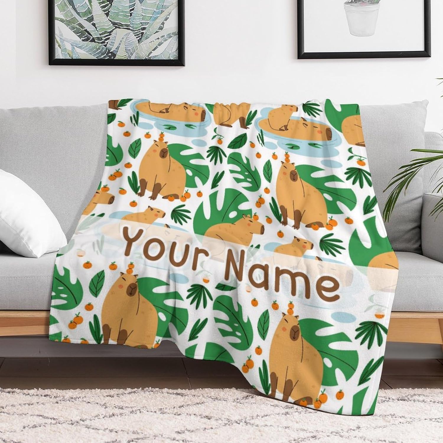 Custom Capybara Blanket - Soft Flannel Capybara Blankets for Teens Adults Women Men Capybara Lovers - Warm Capybara Throw Blankets for All Season Lap, Chair, Sofa - 70"x50"
