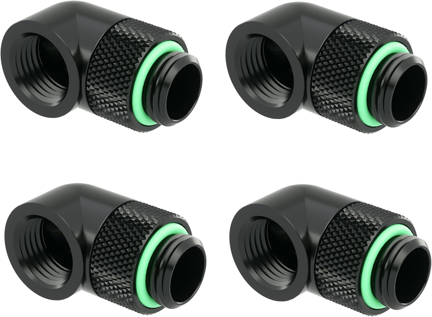 Barrow G1/4" Male to Female Extender Fitting, 90 Degree Rotary, Black, 4-pack
