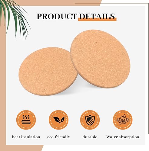 Miniatura 10 de Boao Posavasos de corcho grueso de madera, para el hogar, bar, cocina, restaurante, cafetería, suministros de boda (0.3 pulgadas de grosor x 6