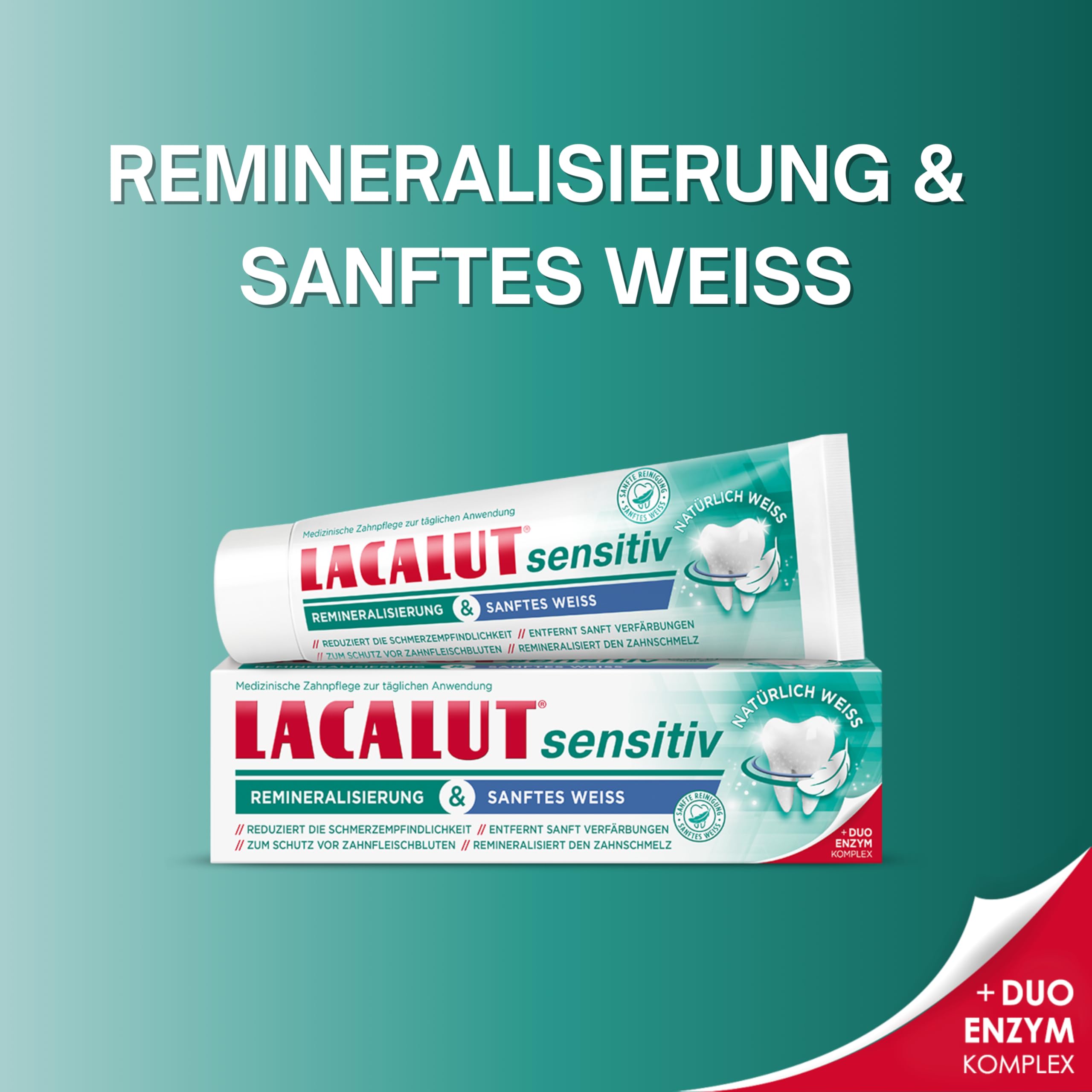 LACALUT Sensitiv Remineralization & Soft Weiss, reduce la sensibilidad al dolor, elimina suavemente la decoloración, remineraliza el esmalte, 1 x 75 ml (Paquete de 4)