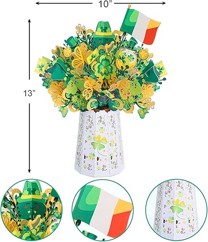 Miniatura 10 de Tarjetas desplegables del día de San Patricio con diseño de gnomos caprichosos y tréboles verdes - Tarjetas del día de San Patricio para una