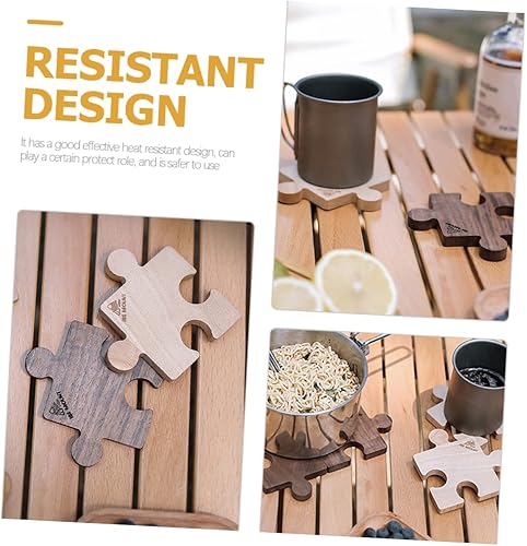 Miniatura 4 de 4 posavasos de madera para rompecabezas de madera, posavasos de madera, posavasos para exteriores, posavasos de madera para bebidas, platos base,