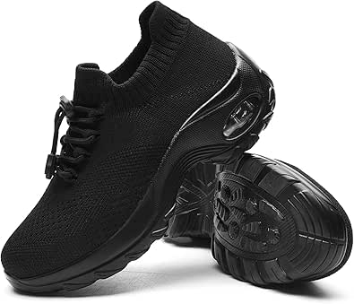Vibdiv Zapatos Para Caminar Ligeros Sin Cordones Para Hombre, Antideslizantes, Transpirables, Cómodos, Para Tenis, Gimnasio, Moda, Con Cordones, Color Negro