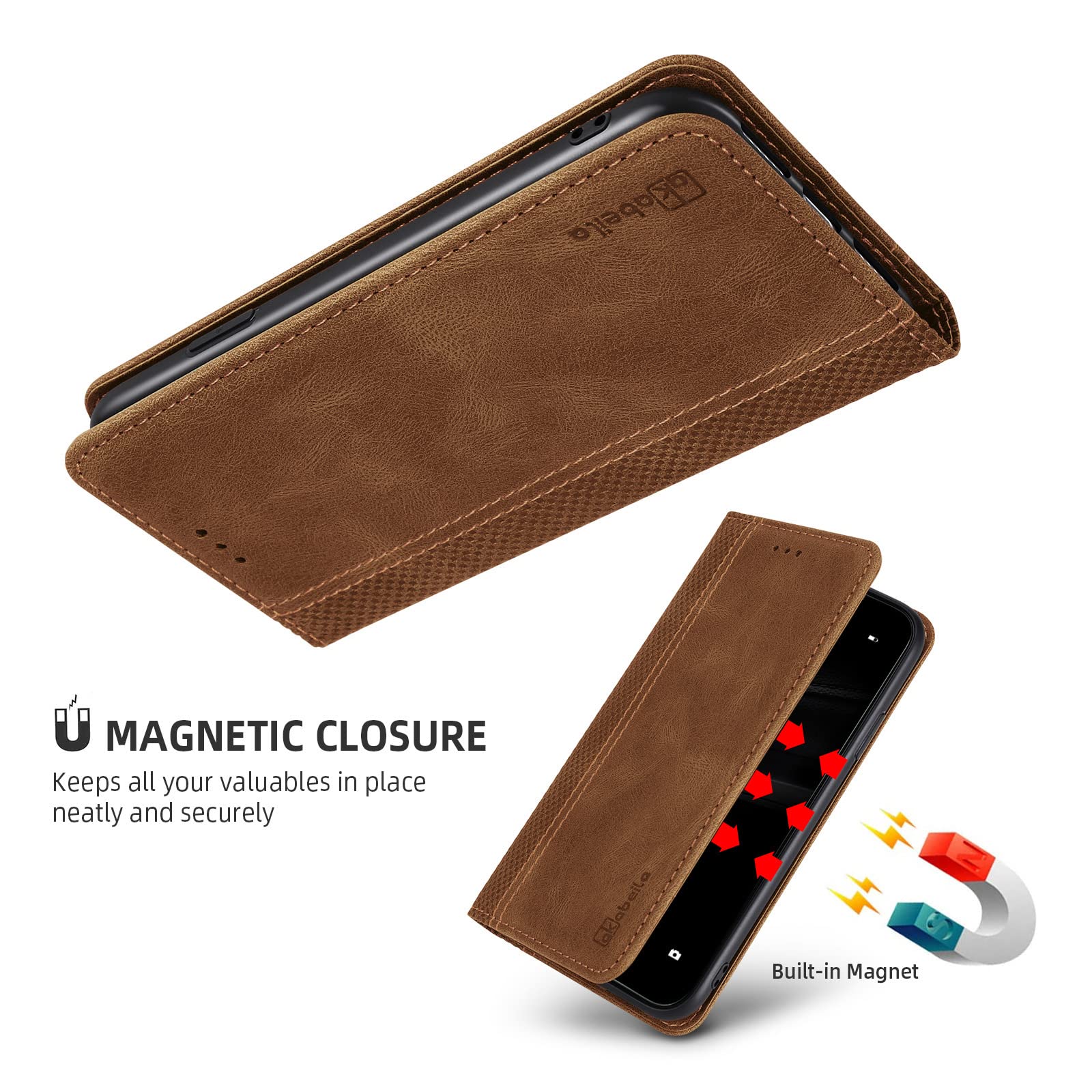 AKABEILA Cover per iPhone SE 2022/SE 2020/8/7 Pelle Custodia per iPhone SE 2022/SE 2020/8/7 Cover Flip Portafoglio Magnetica Stand Covers Frosted Porta Telefono Nero