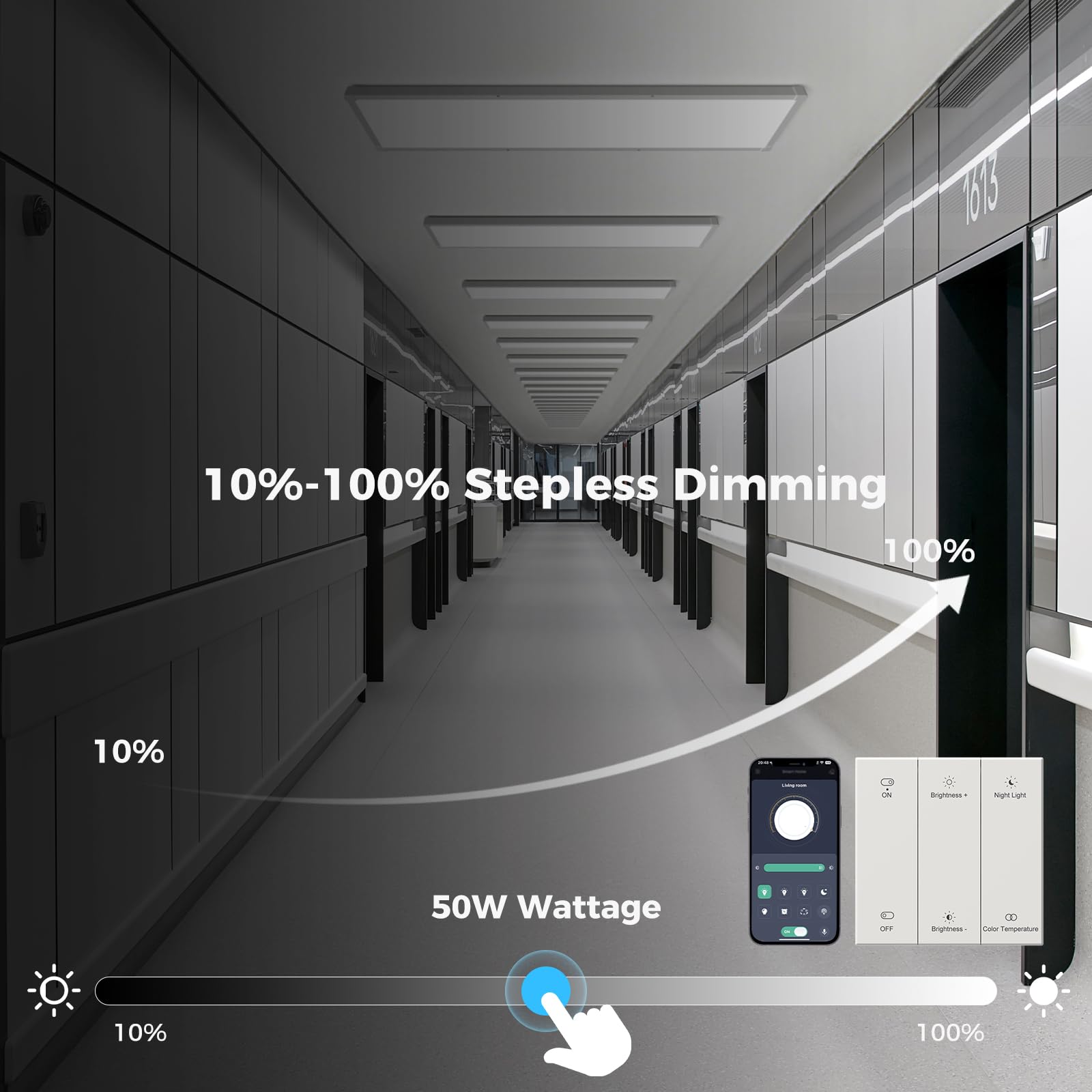 AIKVSXER 36 Pack 1x4 FT LED Flat Panel Light Surface Mount with Wireless Switch App Control Night Mode — view 6