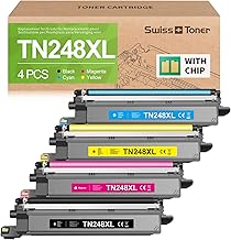 swiss toner TN248XL Compatible with Brother TN248XL TN-248XL TN-248VAL for Brother MFC-L3760CDW Toner DCP-L3560CDW Toner MFC-L3740CDW HL-L3240CDW MFC-L3740CDWE for TN248 TN-248, Pack of 4
