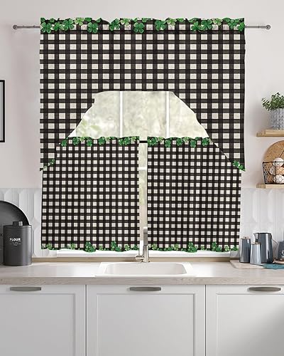 Miniatura 7 de Jolunifun Cortinas de cocina con cenefa de Pascua, cenefa con bolsillo para barra, paneles de cortina para dormitorio, sala de estar, baño,