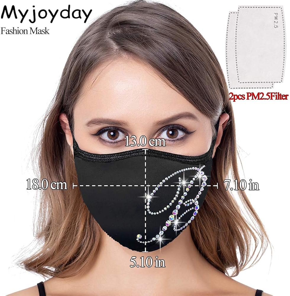 Myjoyday Cotton Rhinestone Mask for Women Reusable Washable Adjustable EarLoop Glitter Sequin Bling Face Masks : Everything Else