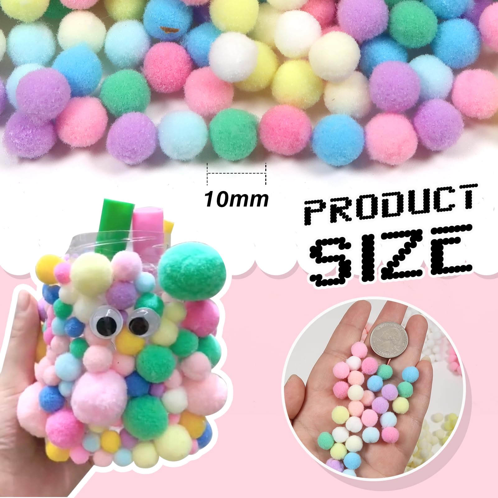 ToBeIT 100 pezzi pompon colorati Decorativo Pom Poms 2cm