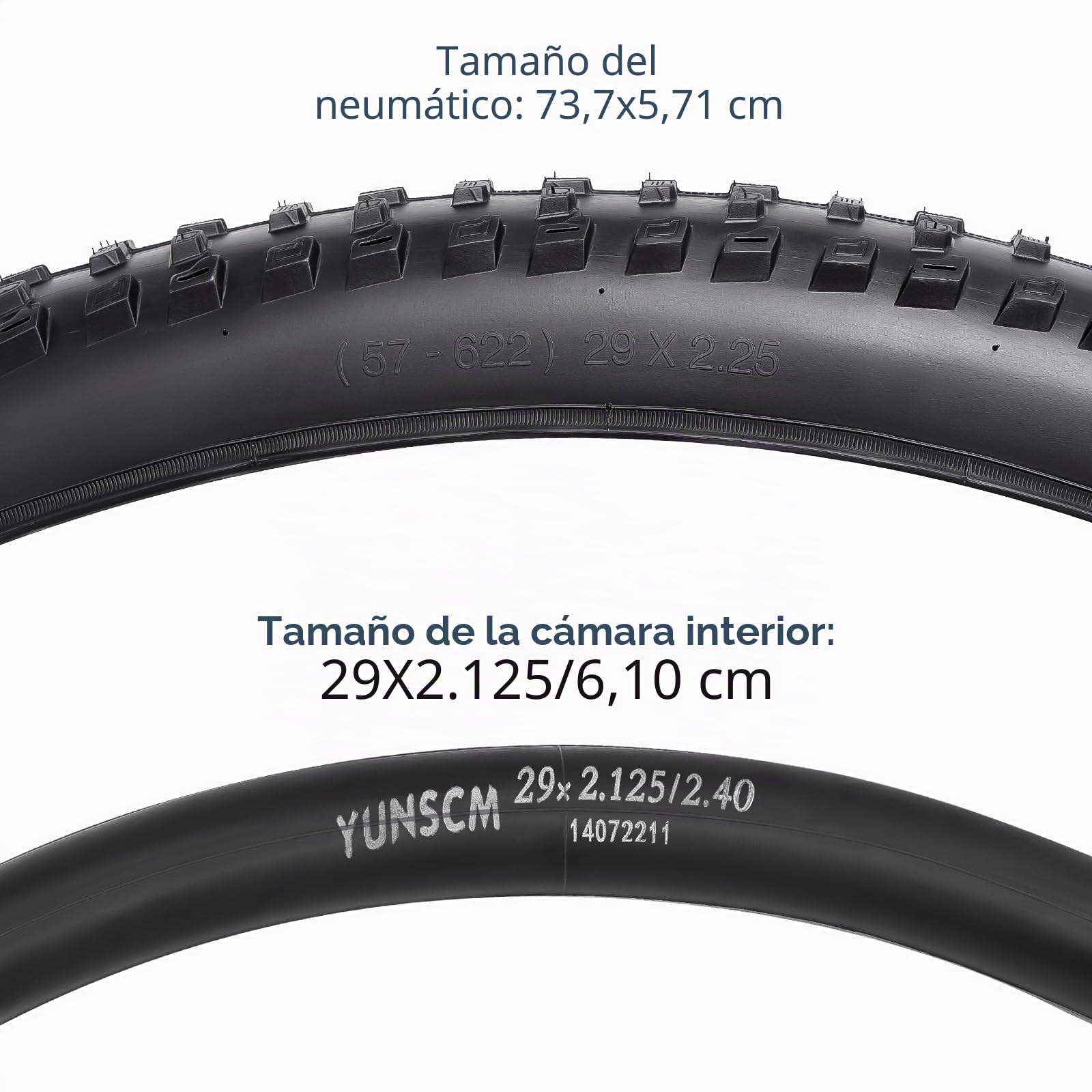 YunSCM 2Pcs Plegable 29 Pulgada Neumáticos 29x2.25 ETRTO 57-622 más 2Pcs 29 Pulgada Cámara de Aire AV32mm Valve Compatible Bike 29x2.25 Neumáticos and Cámara de Aire