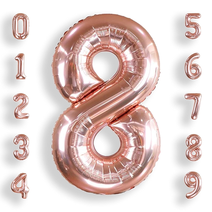 AULE 40英寸玫瑰金大号数字气球 生日派对装饰 0-9巨型铝箔气球