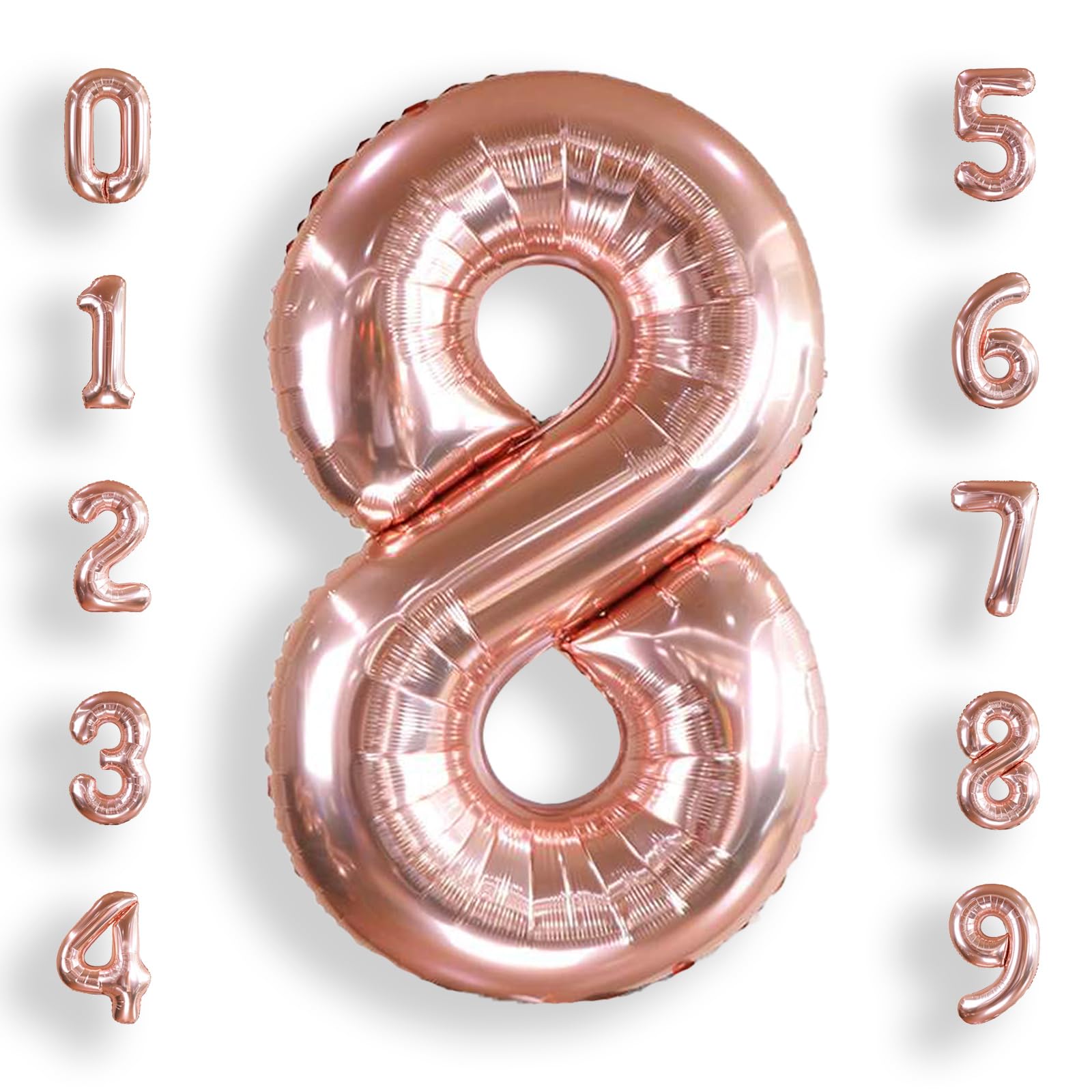 AULE 40 Inch Rose Gold 8 Balloon Number Foil 0-9 Birthday Big Numbers