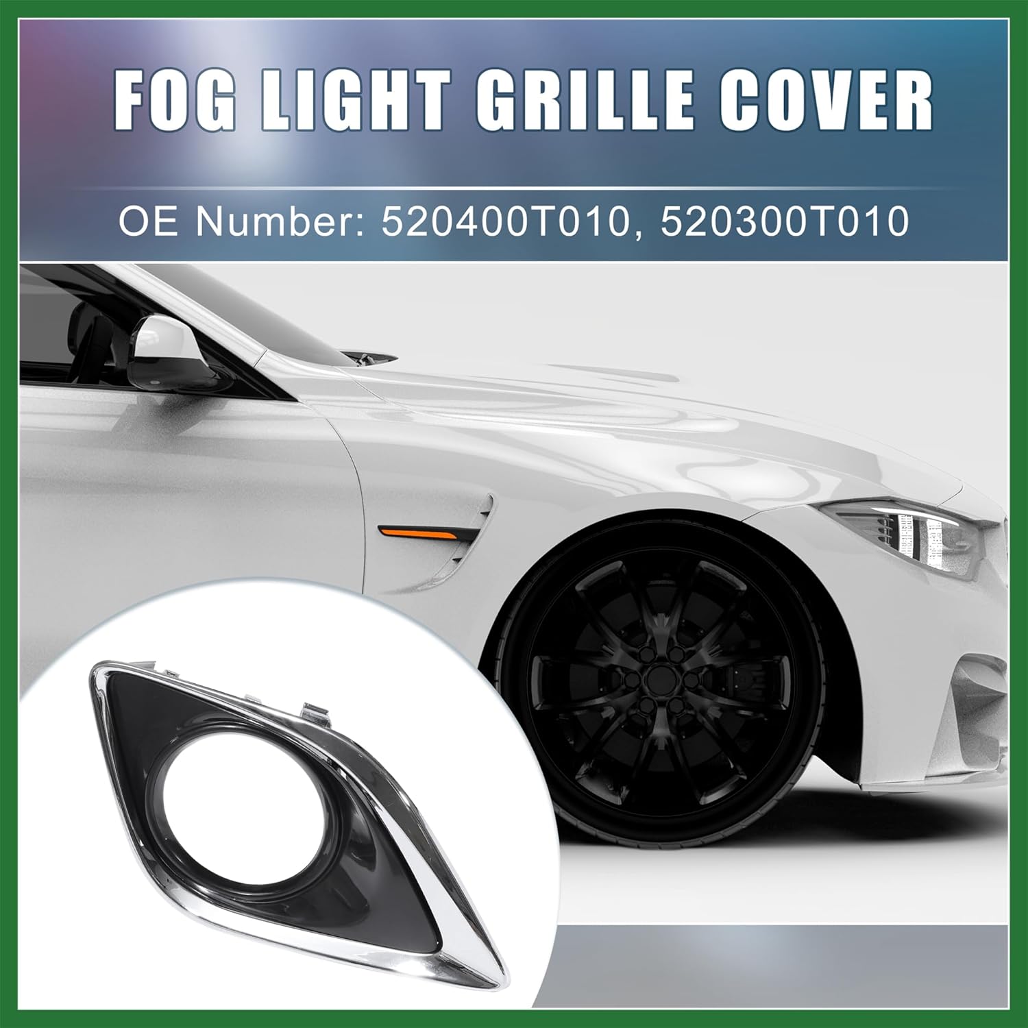 Motoforti Left Right Side Fog Light Grille Cover Trim 520400T010 520300T010 for Toyota Venza 2013 2014 2015 2016 Black 1 Pair Long-Lasting