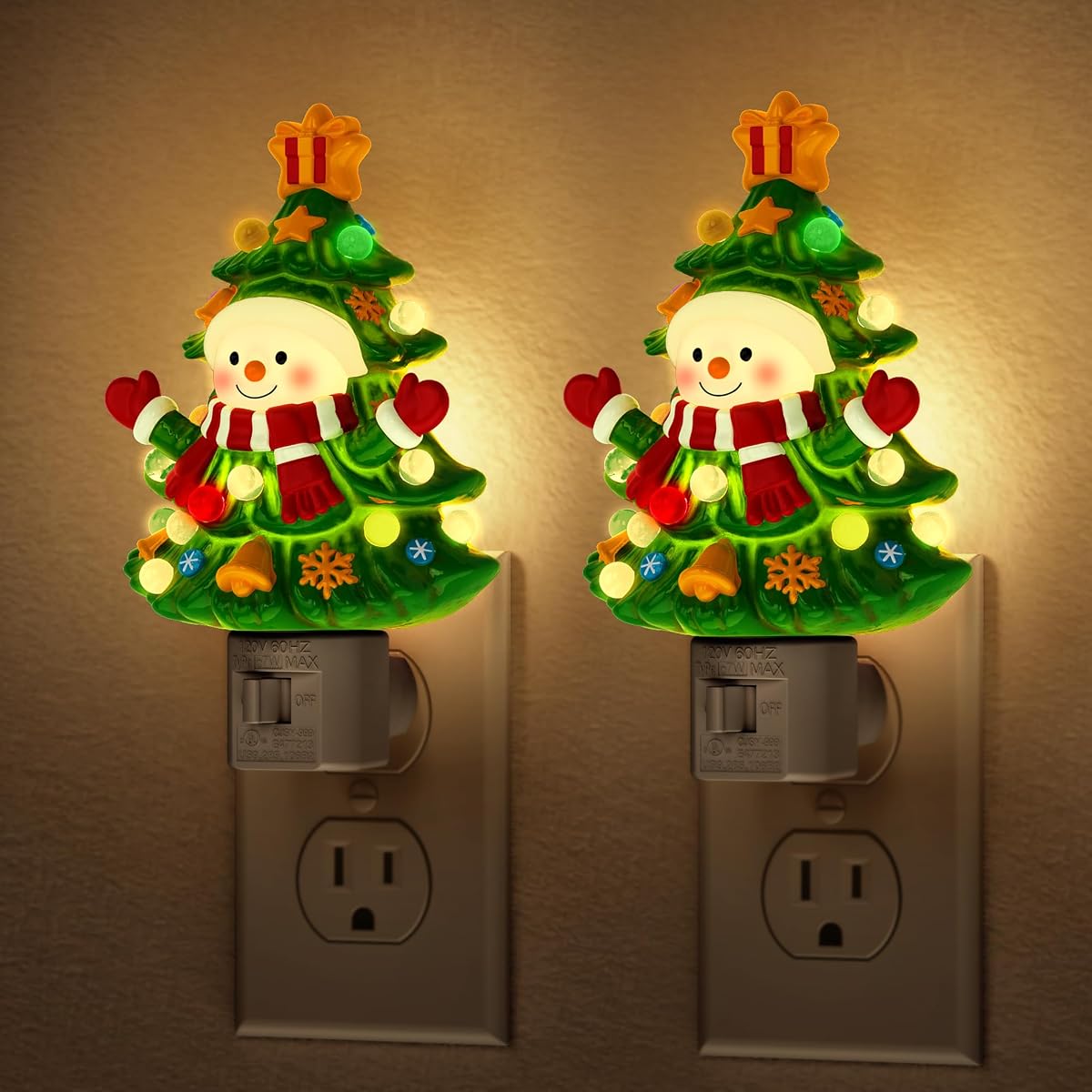 Briignite Snowman Night light[2 Pack], 3000K Night Lights Plug into Wall,