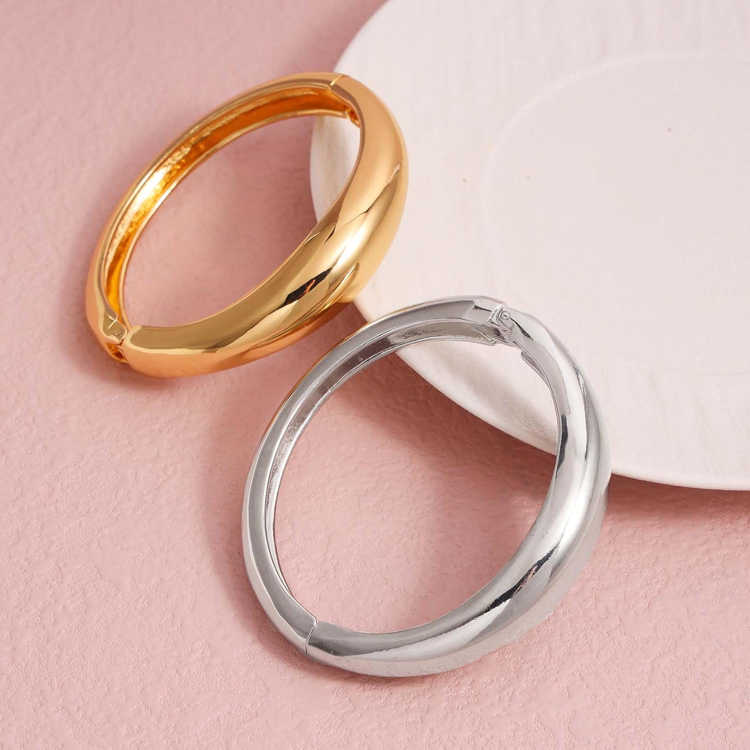 Milakoo Chunky Bangle Irregular Minimalist Womens Bracelet Trendy Hinged Wide Thick Wrist Cuff - Image 6