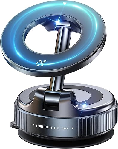 Soporte de teléfono magnético plegable al vacío para automóvil, soporte de teléfono reforzado de 98 libras con ventosa ultra para gimnasio,