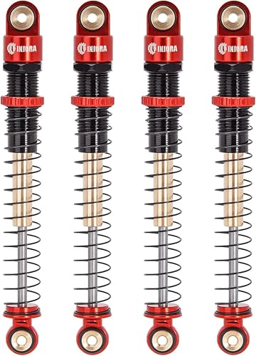 Miniatura 1 de INJORA Amortiguador de doble barril roscado de 2.008in de largo para Axial AX24 SCX24 Upgrade 124 RC Crawler (rojo)