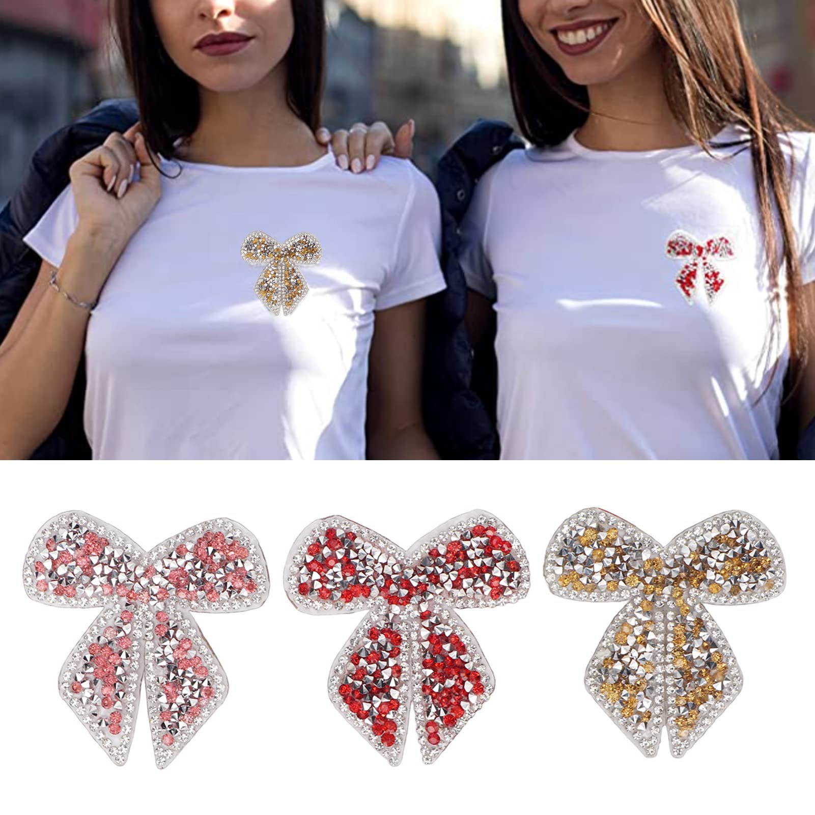 Patchs Décoratifs En Forme De Nœud Avec Strass - Lot De 2 Pour Chaussures, Vêtements, Chapeaux - Brillant Et élégant - 2
