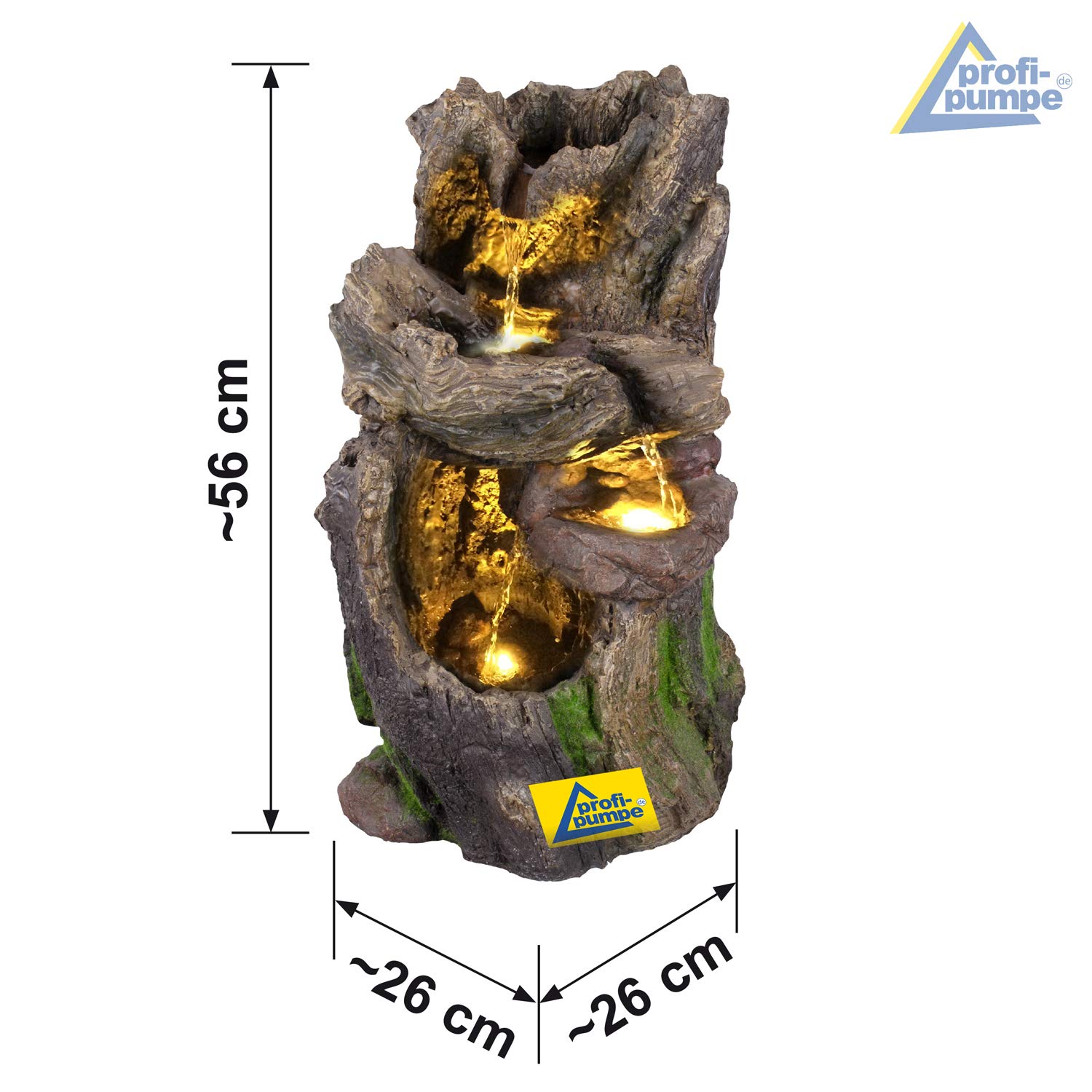 Fuente de jardín, Fuente Decorativa Interior con Luz LED, Cascada de 230 V, Estanque para Terraza (Wald-BÄCHLEIN)