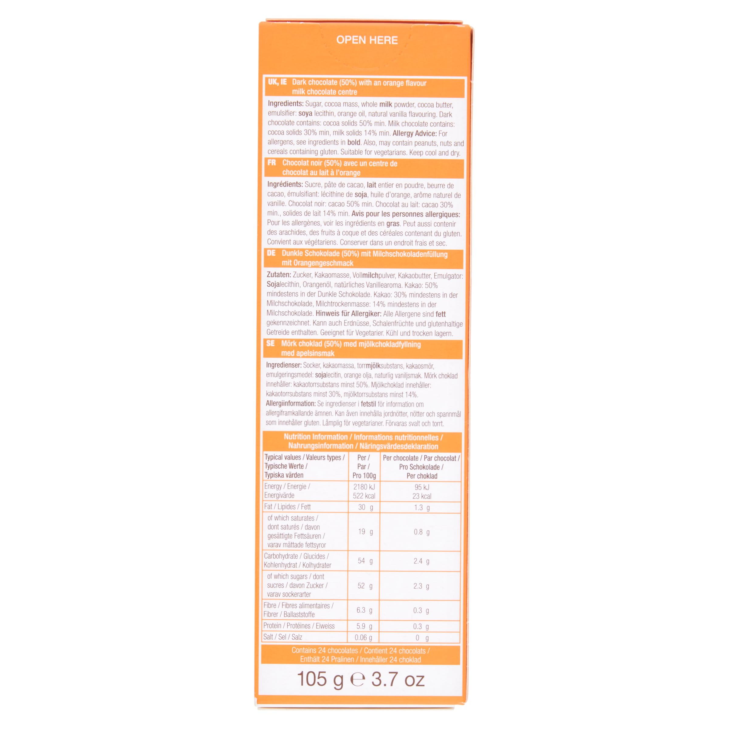 Elizabeth Shaw Dark Chocolate Orange Flutes 105g – Orange Milk Chocolate Batons Coated in Rich Dark Chocolate – Indulgent Treat – Ideal for Gifting, Sharing, or Christmas Celebrations