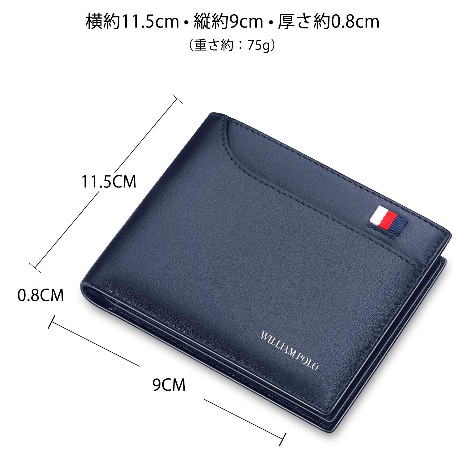 Carteira William Polo Modelo Bifold Original Em Couro Legítimo, Preto Carteira William Polo Modelo Bifold Original Em Couro Legítimo, Preto - Imagem 3