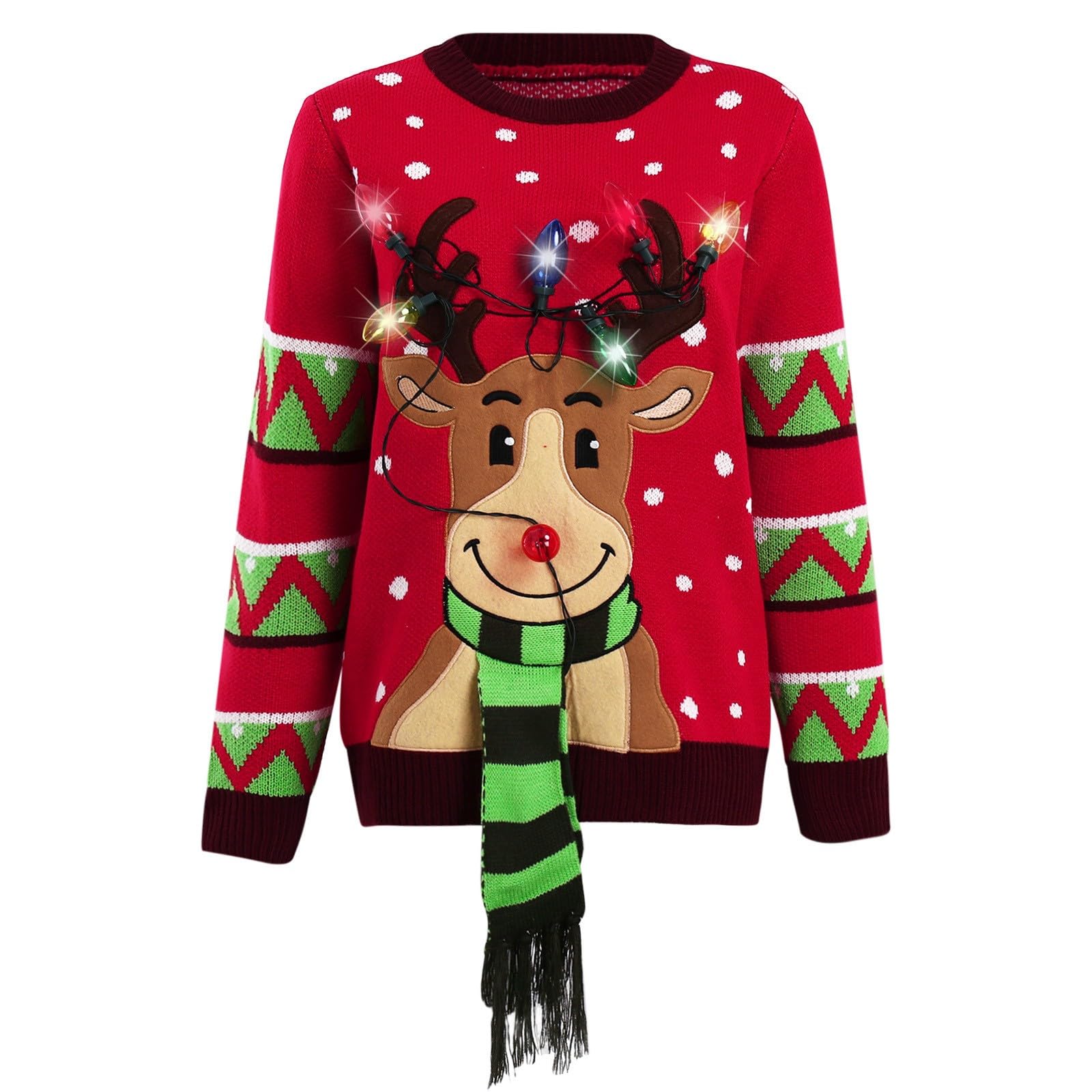 Maglione di Natale da Donna-Maglione Donna Cotone Top Natalizio da Donna Lavorato A Maglia all'Uncinetto con Scollo Tondo A Maniche Lunghe E Top in Maglione con