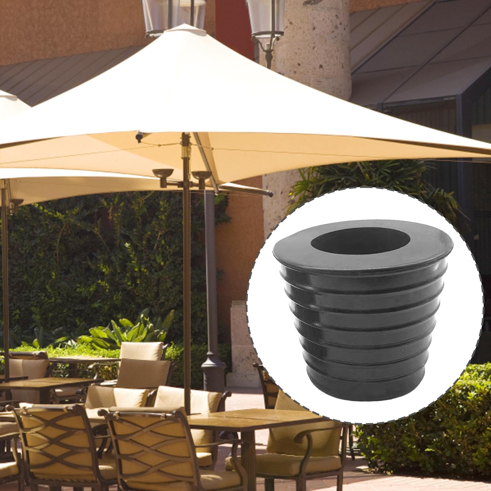 Supporto Per Ombrellone A Cono In Gomma Nero - Adattatore Universale 38mm Per Tavoli Da Patio - Foto 3