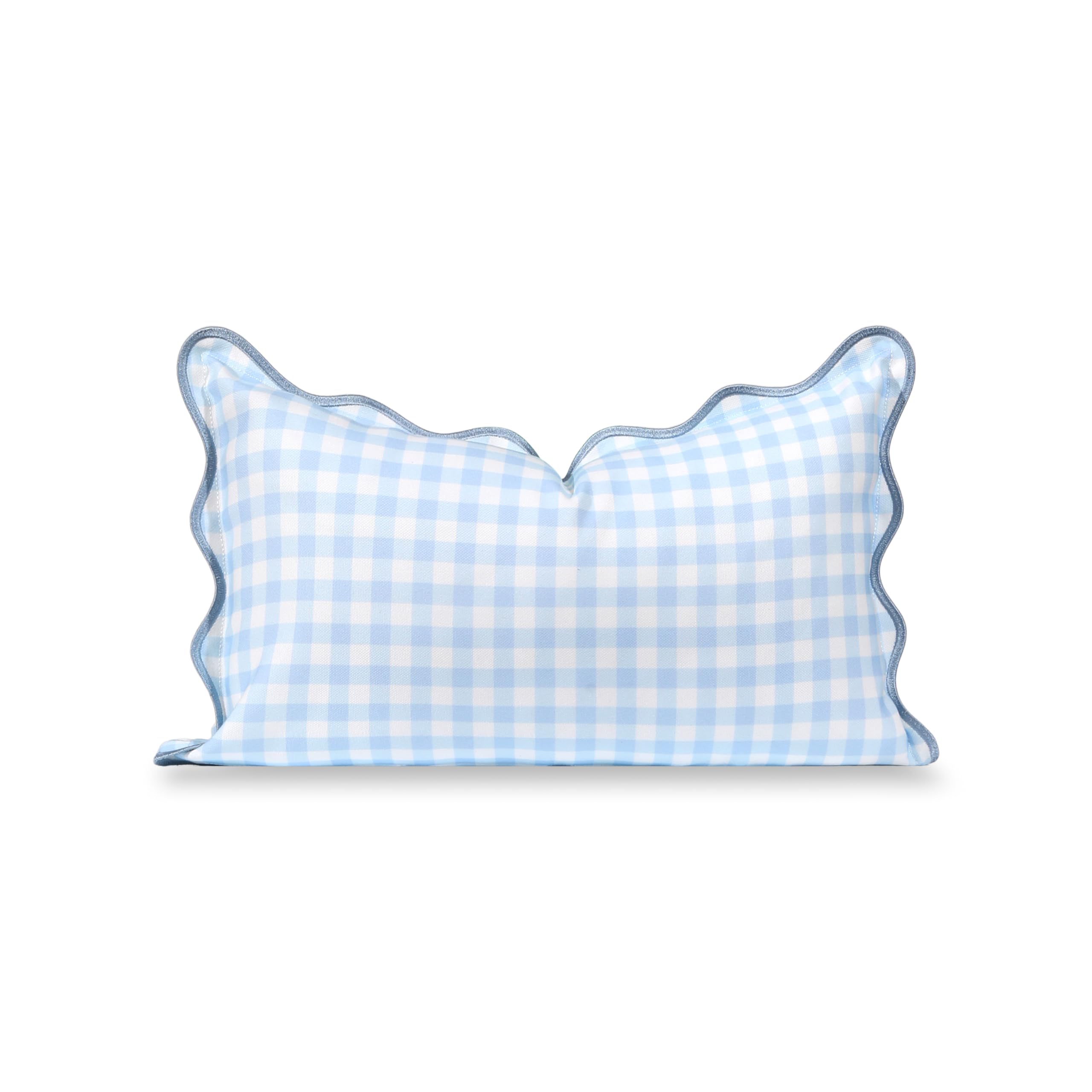 Hofdeco Premium Coastal Hampton Scalloped Patio Indoor Outdoor Lumbar Pillow Cover Only, 12"x20" Water Repellent for Backyard, Couch, Poolside, Baby