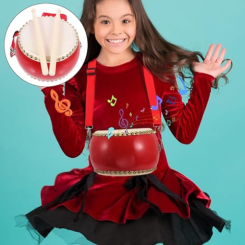 Miniatura 8 de Ipetboom Juego de 1 batería para niños, tambor para niños, tambor de bebé, tambor de mano para niños, juego de batería de juguete musical con palos