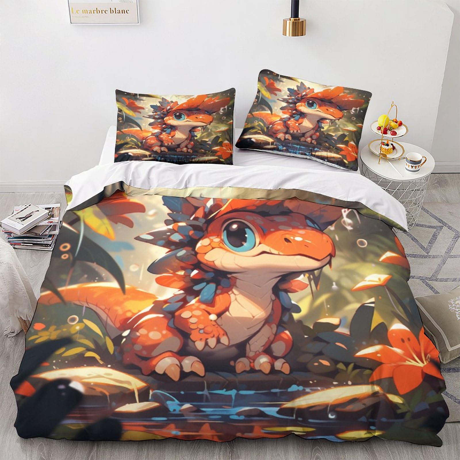 Housse de couette ptérodactyle parure de lit 3D 200x200cm ensemble literie animal mignon zippé