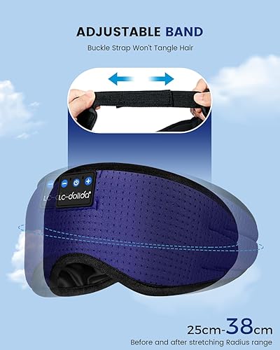 Miniatura 8 de LC-dolida Auriculares para dormir, antifaz de sueño Bluetooth inalámbrico con música, audífonos para dormir de lado, máscara de dormir con