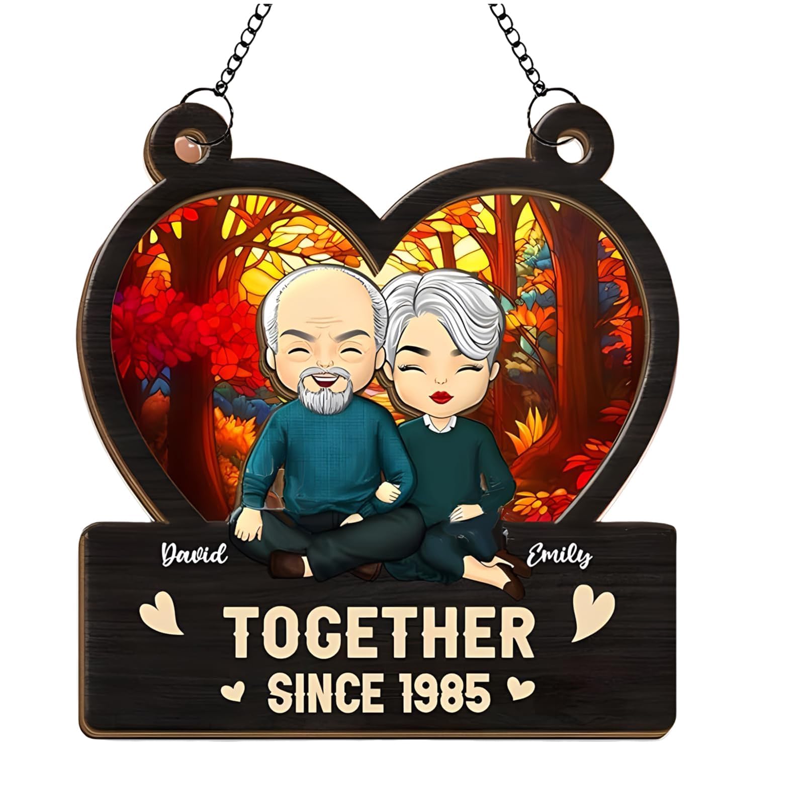 You & Me Together Forever, Personalized Couple Suncatchers for Windows Hanging, Anniversary Birthday Gifts for Wife Husband, Housewarming Wedding Gifts for Couples