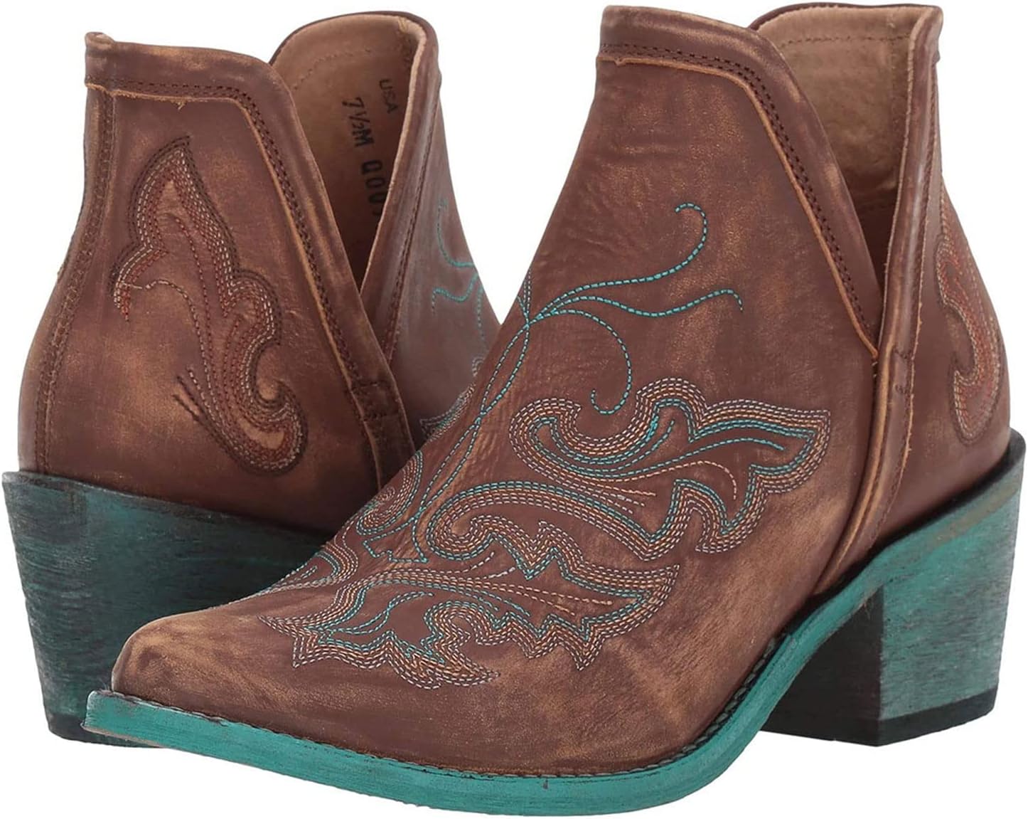 CORRAL BOOTS Women's Q0099 Leather Embroidery Snip Toe Western Casual Cowgirl Shoes