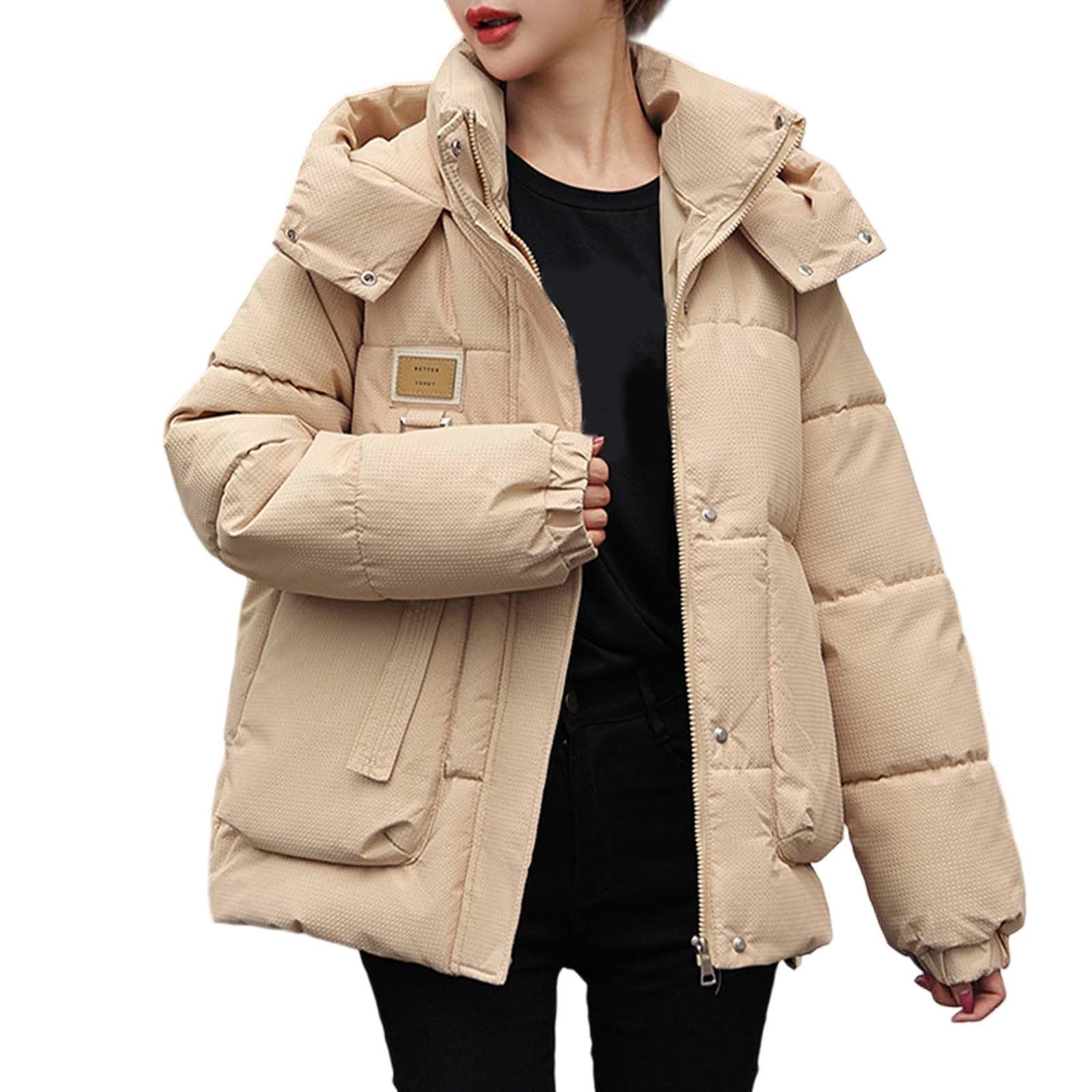 Chaqueta Mujer Abrigo Entretiempo Invierno Cazadora Plumiferos，Chaqueta corta con capucha y para mujer ligera y cálida para climas fríos y uso diario