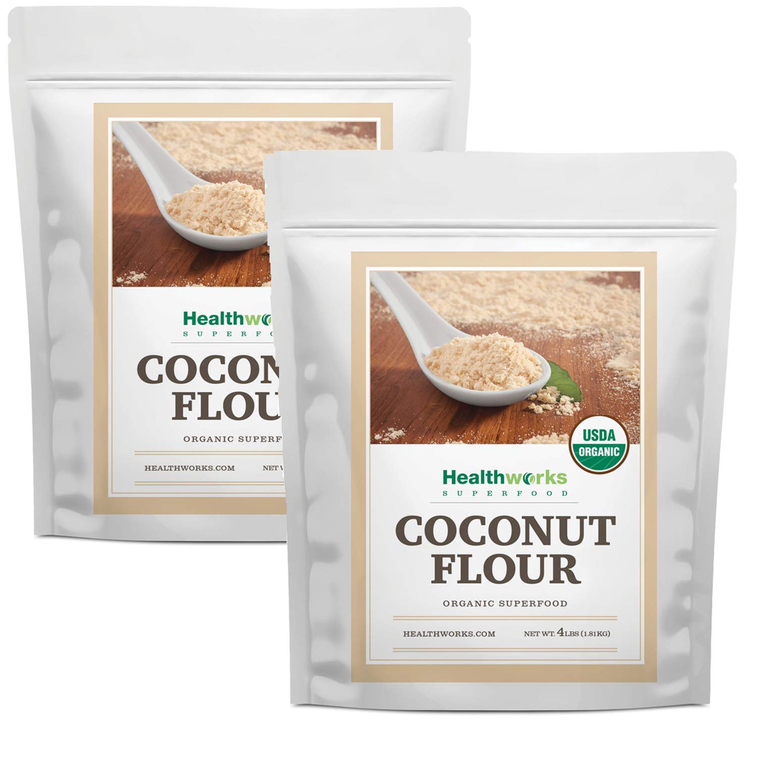 Amazon Com Healthworks Coconut Flour Unrefined Raw Organic 128 Ounces 8 Pounds 2 X 4 Pound Bags Certified Organic Keto Vegan Non Gmo Protein Based Whole Foods