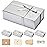 LIFELUM Gift Boxes with Lids,5 Pack 13.85 x 8.35 x 4.45 inch Silver Gift Boxes with Ribbon, Card, Shredded Paper Filler for Presents,Graduation,Christmas,Birthdays